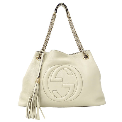 GUCCI グッチ トートバッグ ソーホー インターロッキングG ホワイト 308982 レザー レディース 【中古】