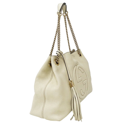 GUCCI グッチ トートバッグ ソーホー インターロッキングG ホワイト 308982 レザー レディース 【中古】