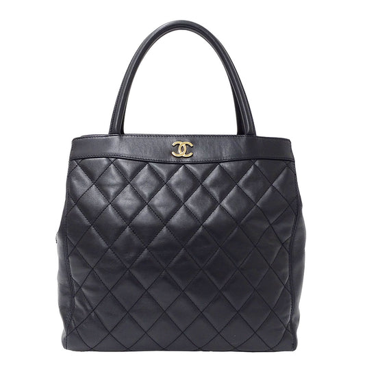 CHANEL シャネル トートバッグ マトラッセ ブラック ゴールド金具 ラムスキン レディース 【中古】