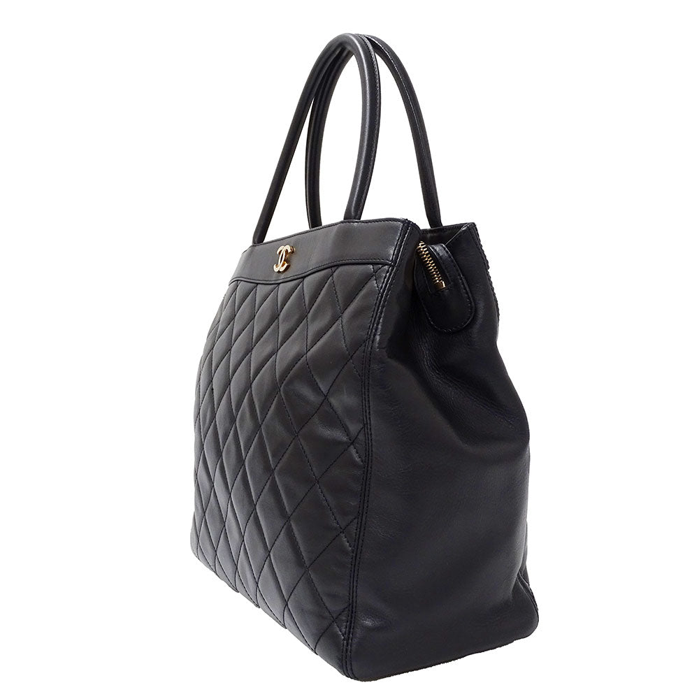 CHANEL シャネル トートバッグ マトラッセ ブラック ゴールド金具 ラムスキン レディース 【中古】