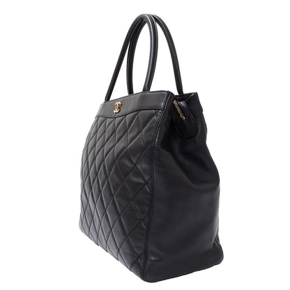 CHANEL シャネル トートバッグ マトラッセ ブラック ゴールド金具 ラムスキン レディース 【中古】