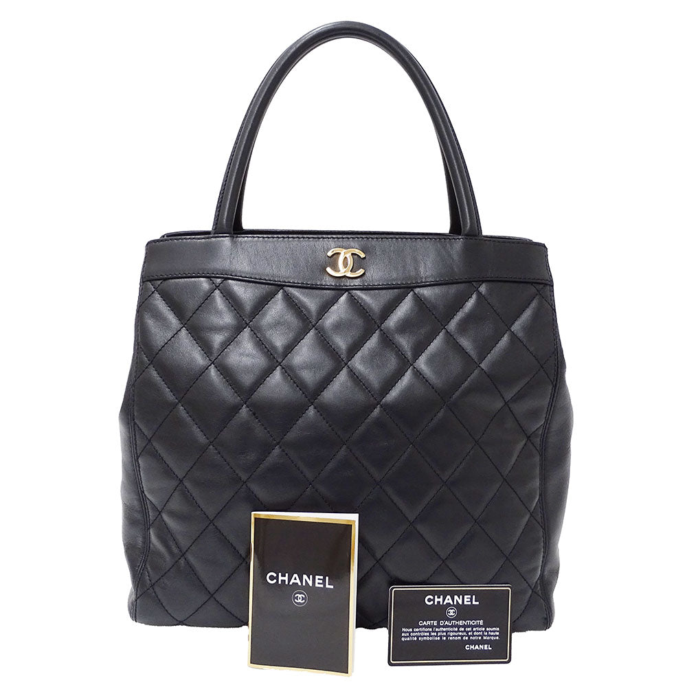 CHANEL シャネル トートバッグ マトラッセ ブラック ゴールド金具 ラムスキン レディース 【中古】
