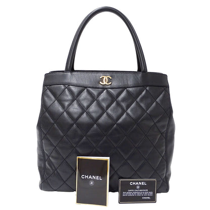 CHANEL シャネル トートバッグ マトラッセ ブラック ゴールド金具 ラムスキン レディース 【中古】