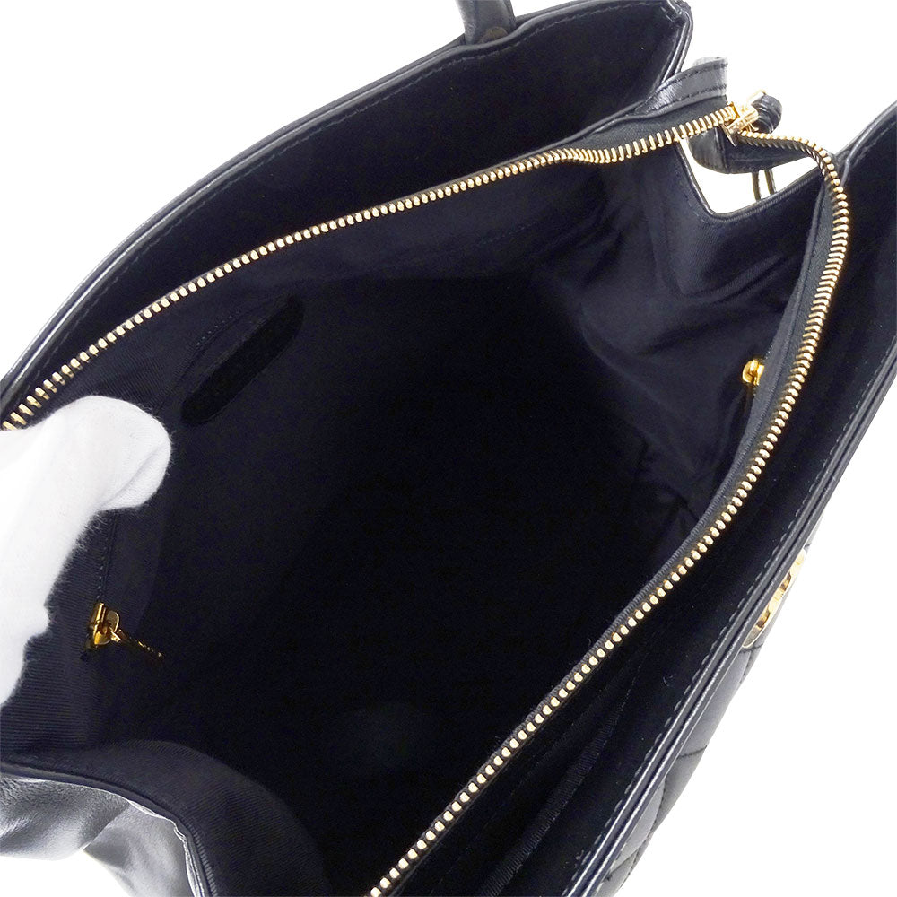 CHANEL シャネル トートバッグ マトラッセ ブラック ゴールド金具 ラムスキン レディース 【中古】