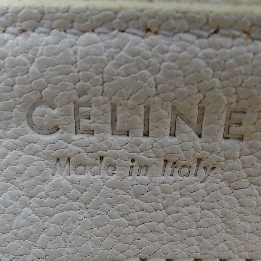 CELINE セリーヌ トリオ ラージ ショルダーバッグ ホワイト 白 レザー レディース 【中古】