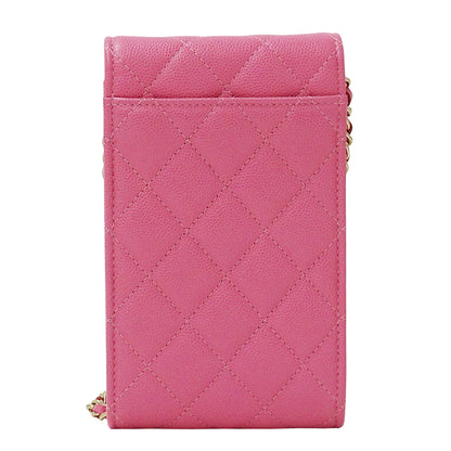 CHANEL シャネル ショルダーバッグ マトラッセ ピンク ゴールド金具 キャビアスキン レディース 【中古】