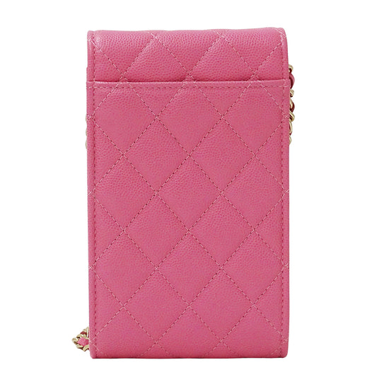 CHANEL シャネル ショルダーバッグ マトラッセ ピンク ゴールド金具 キャビアスキン レディース 【中古】