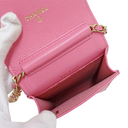 CHANEL シャネル ショルダーバッグ マトラッセ ピンク ゴールド金具 キャビアスキン レディース 【中古】