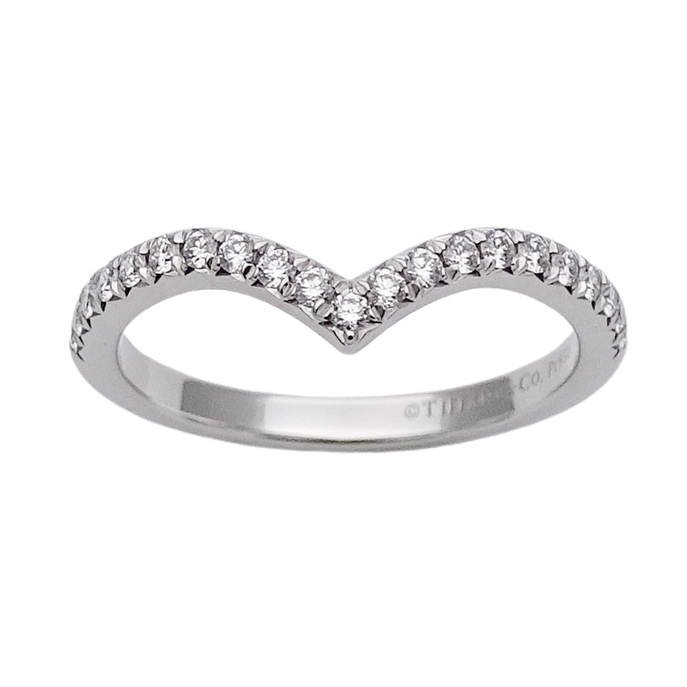 TIFFANY&Co. ティファニー ソレスト V リング 指輪 PT950 プラチナ ダイヤモンド 約9号 レディース 【中古】