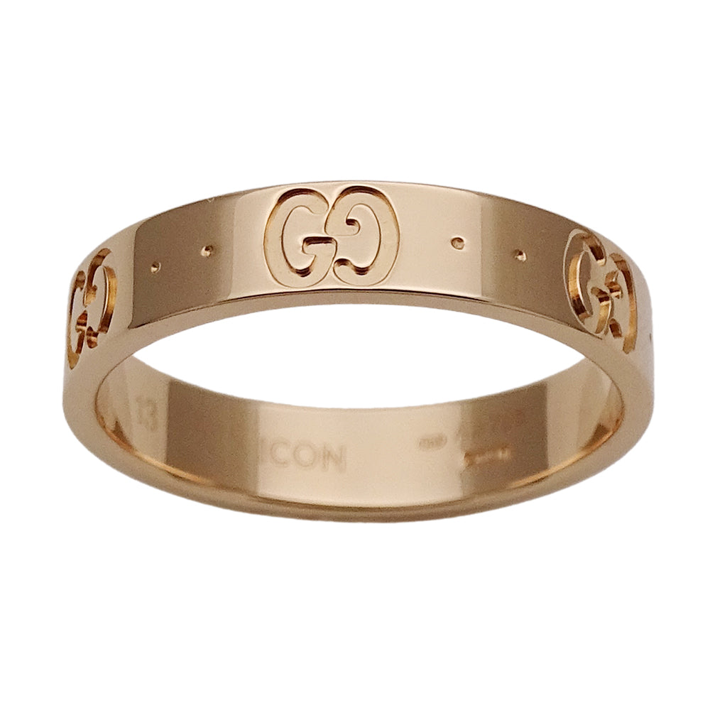 GUCCI グッチ アイコン スリム リング 指輪 750PG ピンクゴールド #13 約12.5号 レディース メンズ 【中古】