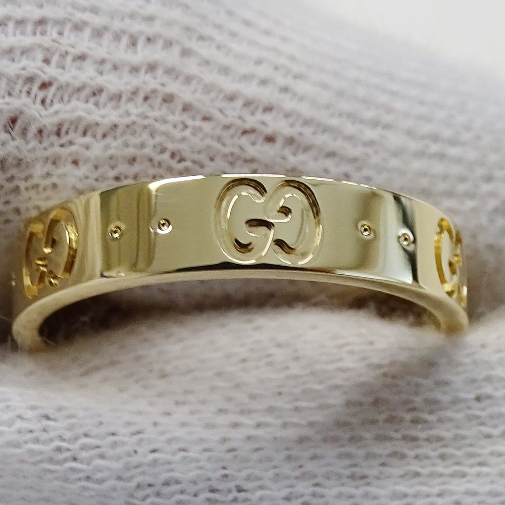 GUCCI グッチ アイコン リング 指輪 750YG イエローゴールド #14 約13.5号 レディース メンズ 【中古】