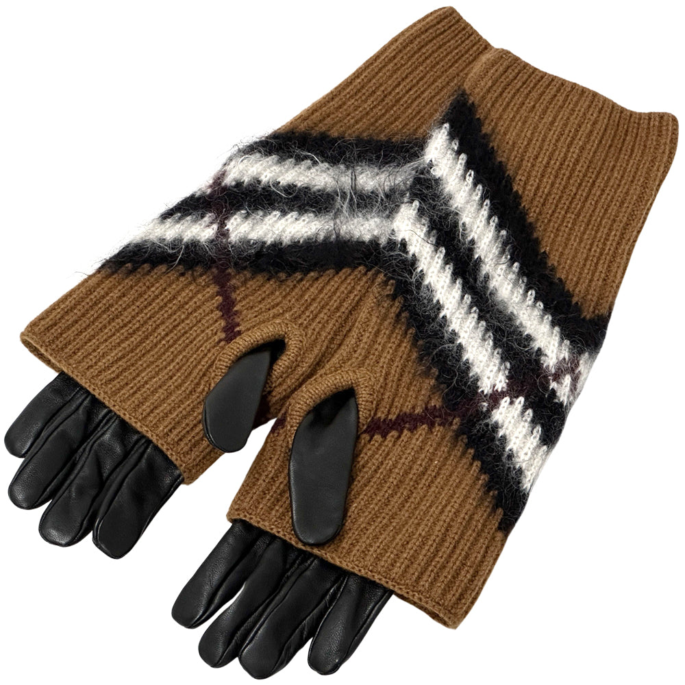 BURBERRY バーバリー グローブセット 手袋 ブラウン ブラック ウール レディース 【中古】