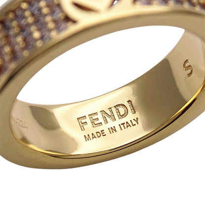 FENDI フェンディ エフイズ リング 指輪 メタル ラインストーン S 約10.5号 ゴールド レディース 【中古】