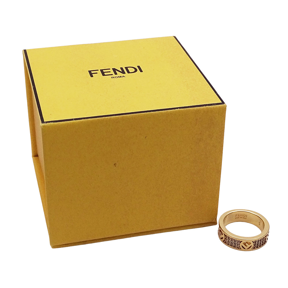 FENDI フェンディ エフイズ リング 指輪 メタル ラインストーン S 約10.5号 ゴールド レディース 【中古】