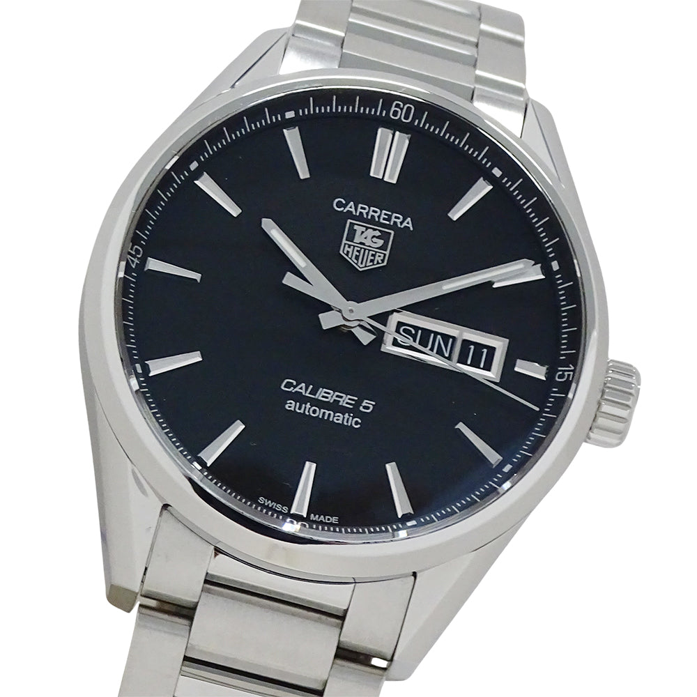 TAG Heuer タグホイヤー カレラ WAR201A BA0723 メンズ 腕時計 キャリバー5 デイデイト 自動巻き AT ステンレス SS ブラック 磨き済み 【中古】