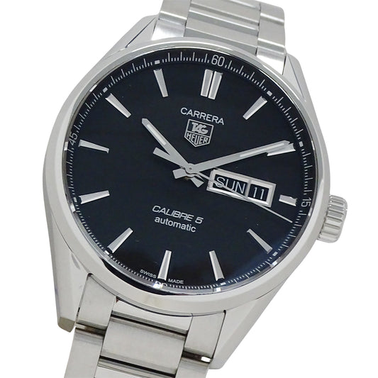 TAG Heuer タグホイヤー カレラ WAR201A BA0723 メンズ 腕時計 キャリバー5 デイデイト 自動巻き AT ステンレス SS ブラック 磨き済み 【中古】