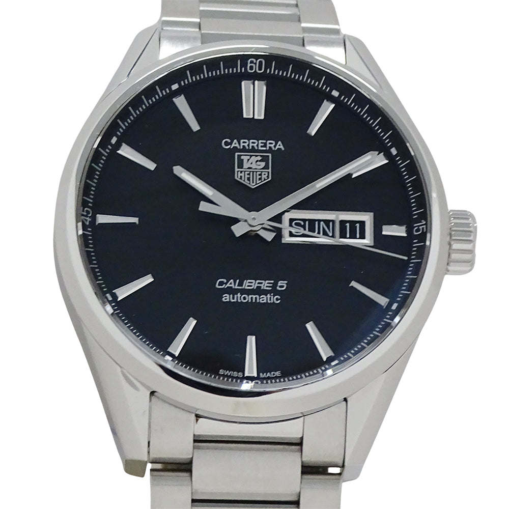 TAG Heuer タグホイヤー カレラ WAR201A BA0723 メンズ 腕時計 キャリバー5 デイデイト 自動巻き AT ステンレス SS ブラック 磨き済み 【中古】