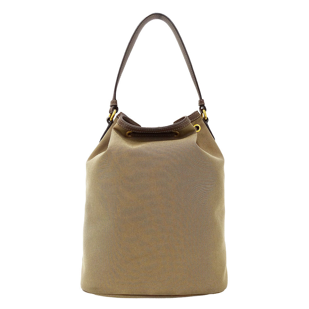 PRADA プラダ 2wayバッグ ロゴジャガード ベージュ ブラウン 1BH097 キャンバス レディース 【中古】