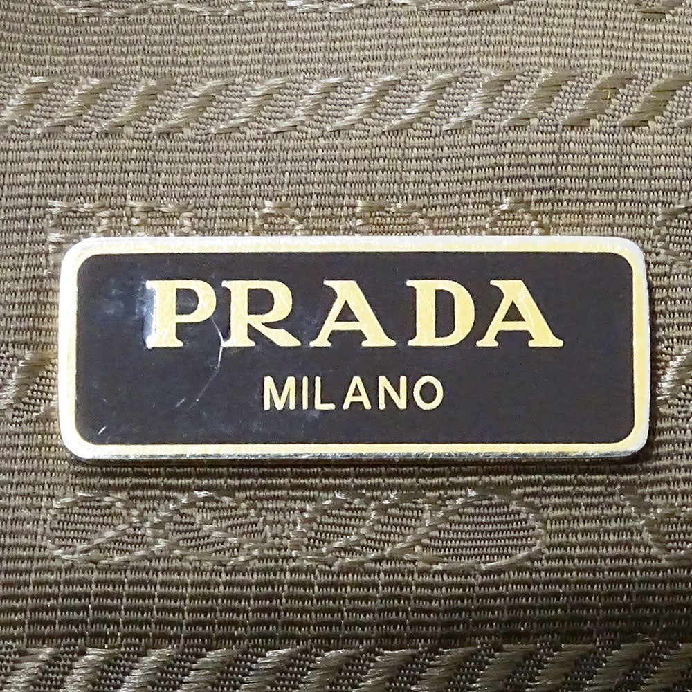 PRADA プラダ 2wayバッグ ロゴジャガード ベージュ ブラウン 1BH097 キャンバス レディース 【中古】