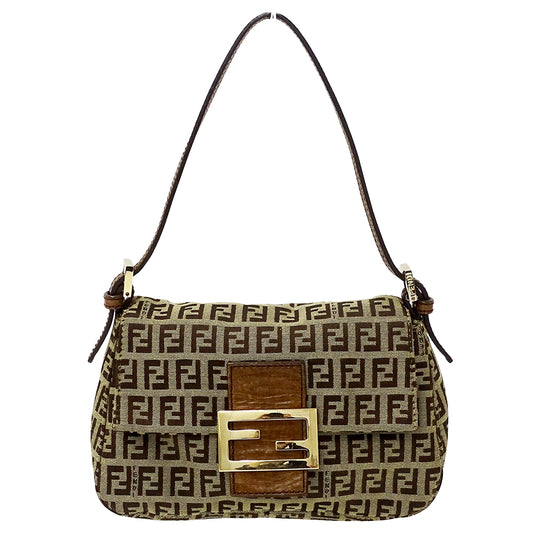 FENDI フェンディ ハンドバッグ ズッキーノ ブラウン キャンバス レディース 【中古】