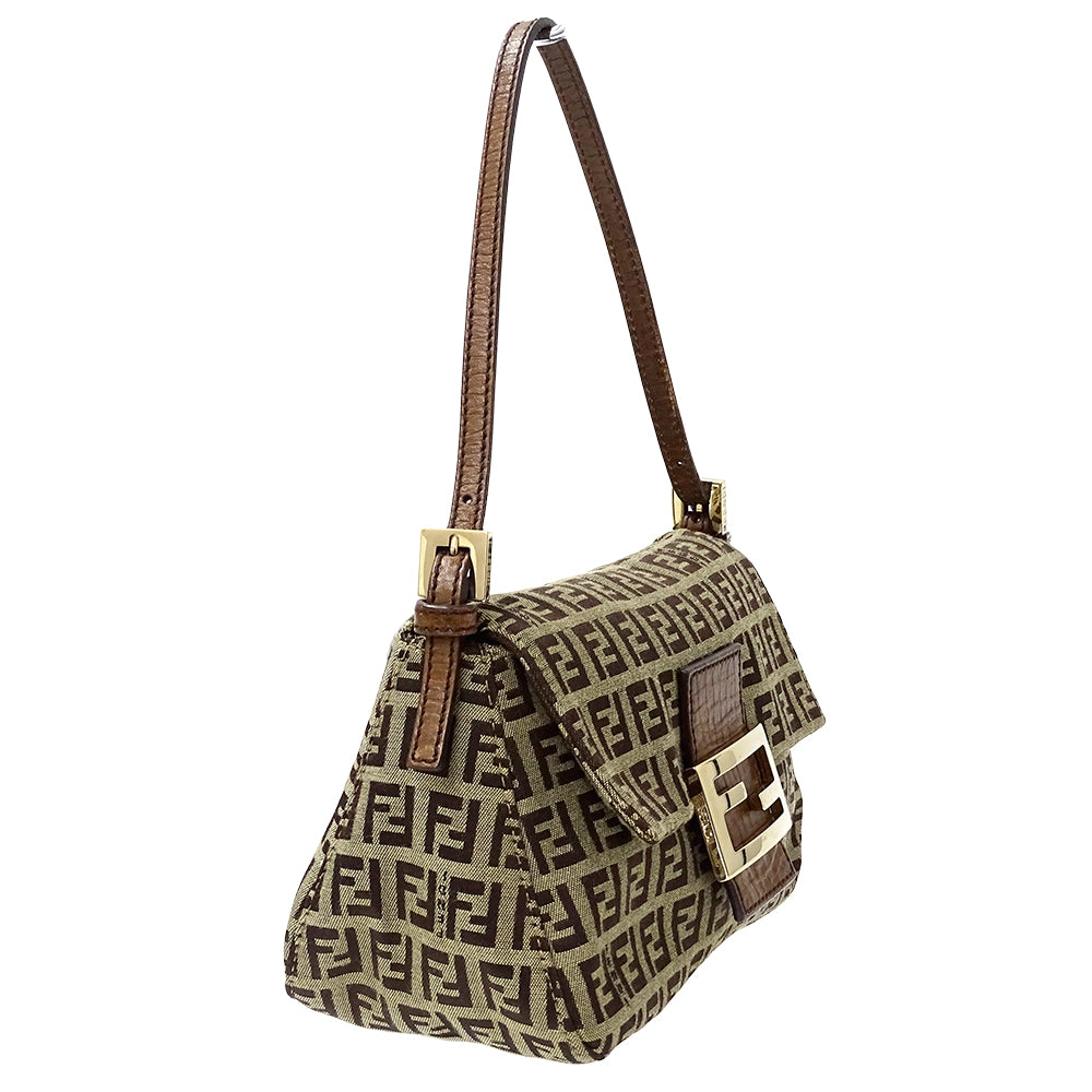 FENDI フェンディ ハンドバッグ ズッキーノ ブラウン キャンバス レディース 【中古】