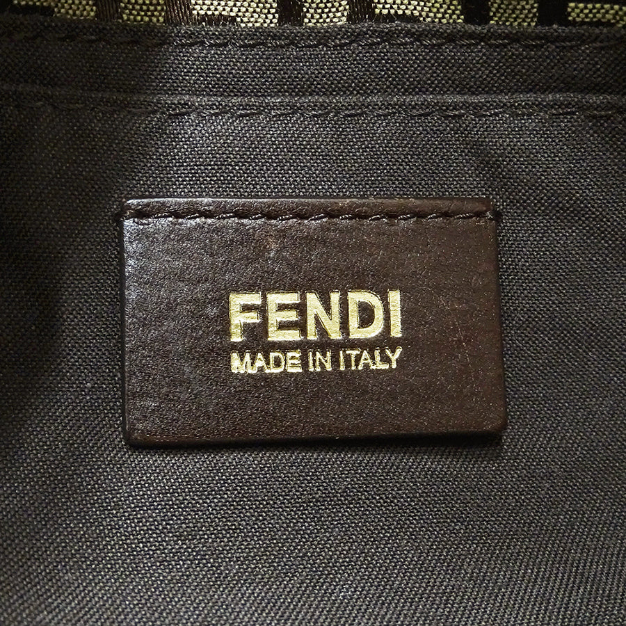 FENDI フェンディ ハンドバッグ ズッキーノ ブラウン キャンバス レディース 【中古】