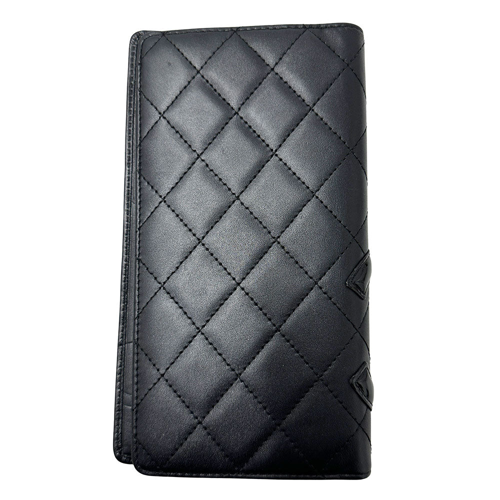 CHANEL シャネル 手帳カバー カンボン ブラック カーフ レディース 【中古】