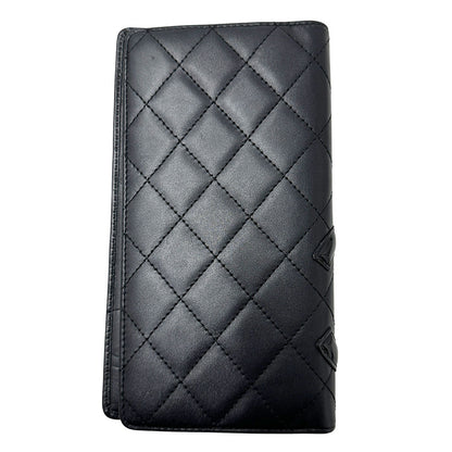 CHANEL シャネル 手帳カバー カンボン ブラック カーフ レディース 【中古】