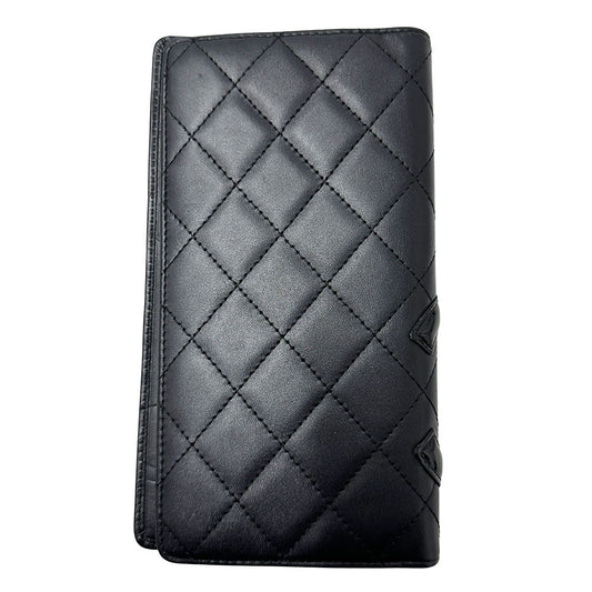 CHANEL シャネル 手帳カバー カンボン ブラック カーフ レディース 【中古】