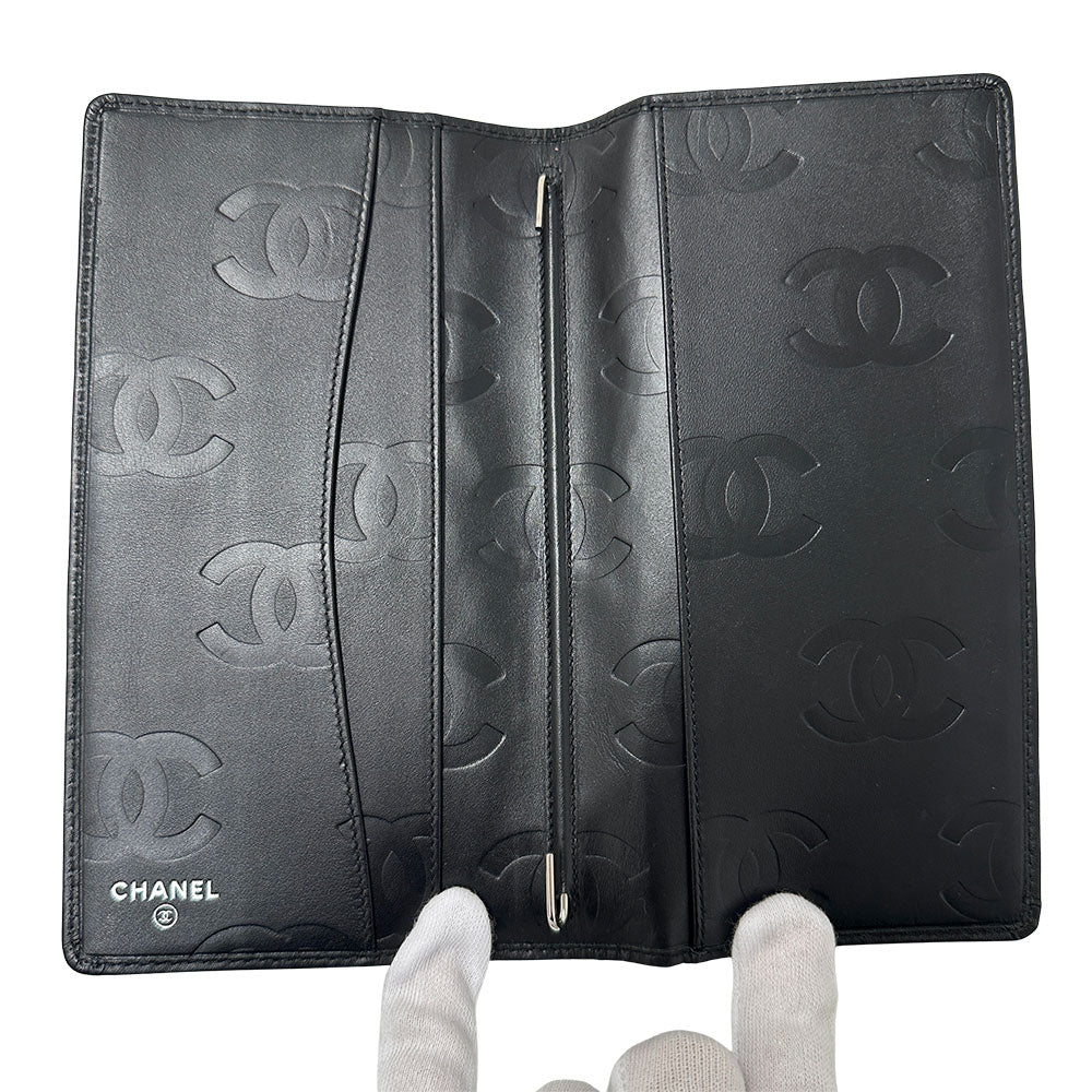 CHANEL シャネル 手帳カバー カンボン ブラック カーフ レディース 【中古】