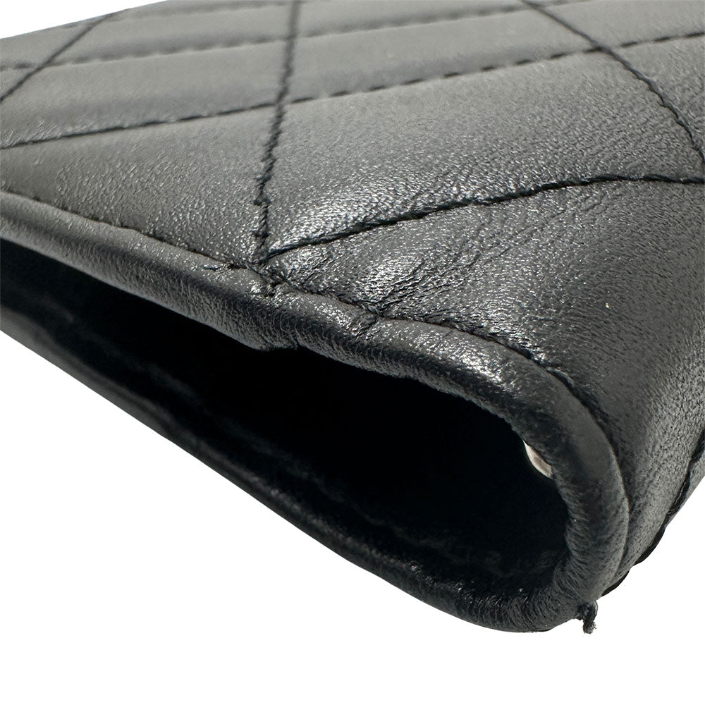 CHANEL シャネル 手帳カバー カンボン ブラック カーフ レディース 【中古】