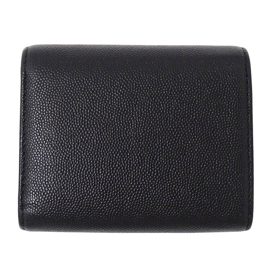 CHANEL シャネル 三つ折り財布 ブラック シルバー金具 キャビアスキン レディース 【中古】