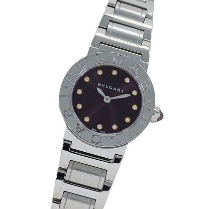 BVLGARI ブルガリ ブルガリブルガリ BBL26S レディース 腕時計 クオーツ QZ ステンレス SS 12P ダイヤモンド パープル 磨き済み 【中古】