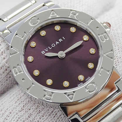 BVLGARI ブルガリ ブルガリブルガリ BBL26S レディース 腕時計 クオーツ QZ ステンレス SS 12P ダイヤモンド パープル 磨き済み 【中古】