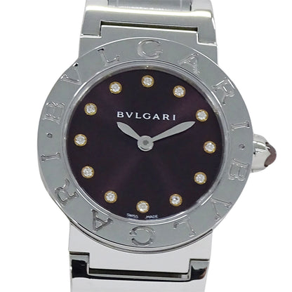BVLGARI ブルガリ ブルガリブルガリ BBL26S レディース 腕時計 クオーツ QZ ステンレス SS 12P ダイヤモンド パープル 磨き済み 【中古】