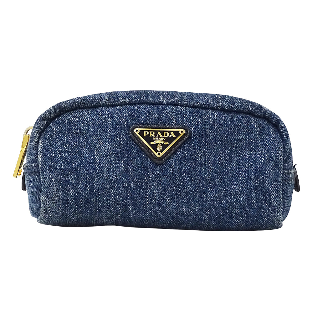 PRADA プラダ ポーチ ブルー～ネイビー デニム レディース 【中古】