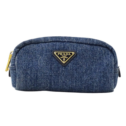 PRADA プラダ ポーチ ブルー～ネイビー デニム レディース 【中古】