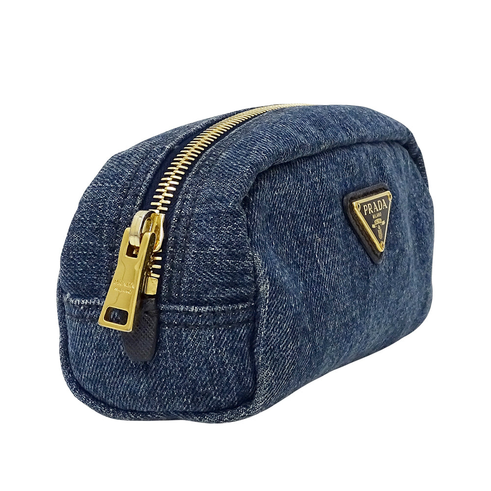 PRADA プラダ ポーチ ブルー～ネイビー デニム レディース 【中古】