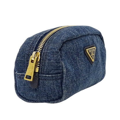PRADA プラダ ポーチ ブルー～ネイビー デニム レディース 【中古】