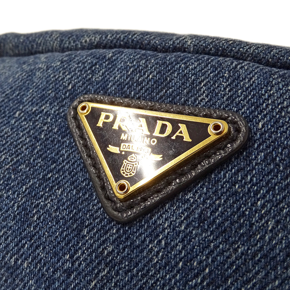 PRADA プラダ ポーチ ブルー～ネイビー デニム レディース 【中古】