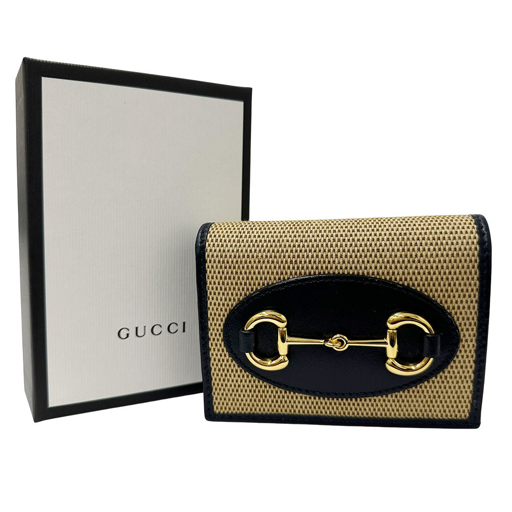 GUCCI グッチ 二つ折り財布 ホースビット ネイビー 621887 レザー レディース メンズ 【中古】