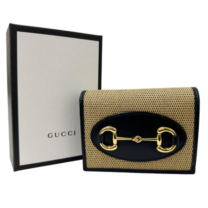 GUCCI グッチ 二つ折り財布 ホースビット ネイビー 621887 レザー レディース メンズ 【中古】
