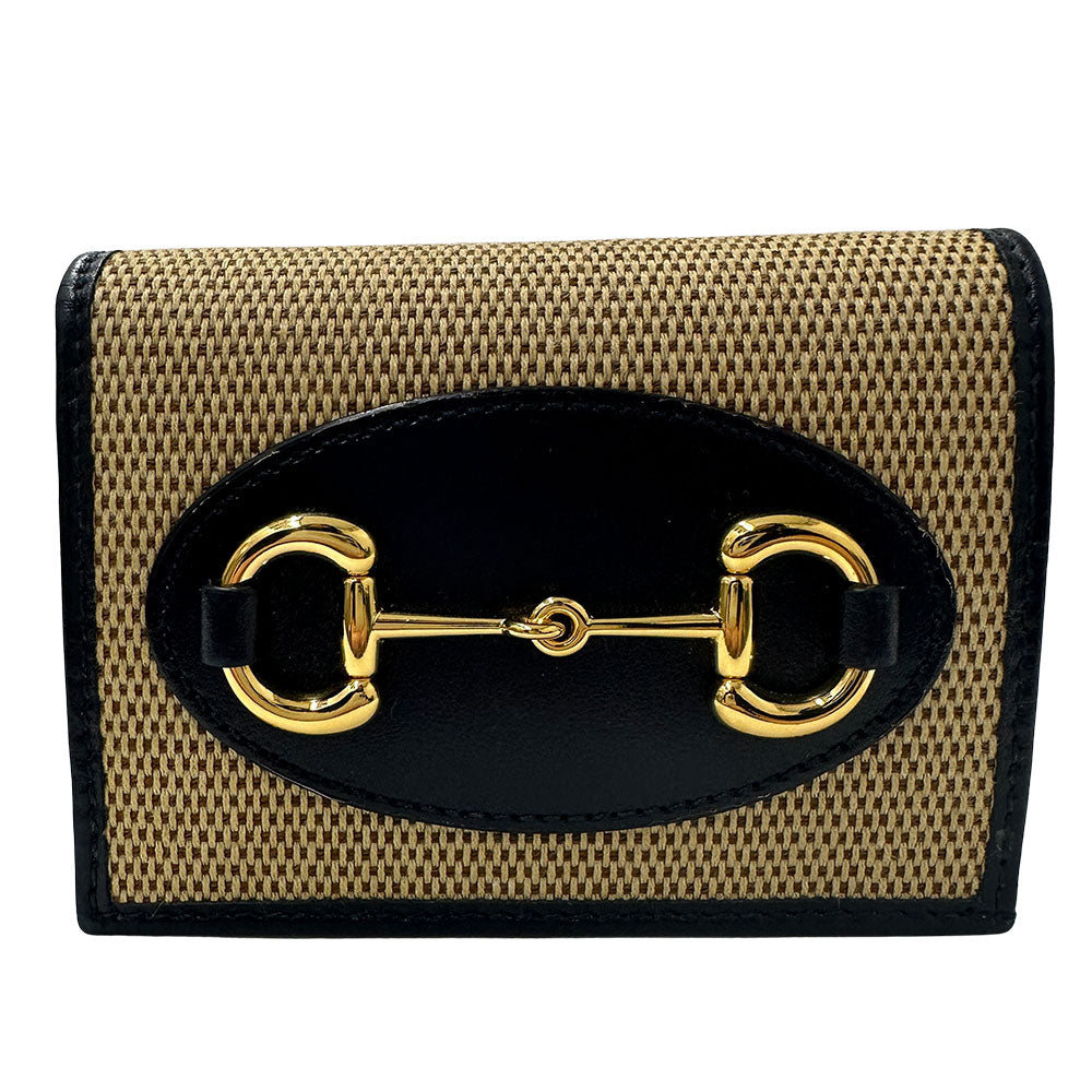 GUCCI グッチ 二つ折り財布 ホースビット ネイビー 621887 レザー レディース メンズ 【中古】