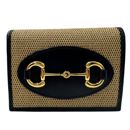 GUCCI グッチ 二つ折り財布 ホースビット ネイビー 621887 レザー レディース メンズ 【中古】