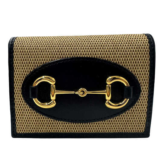 GUCCI グッチ 二つ折り財布 ホースビット ネイビー 621887 レザー レディース メンズ 【中古】