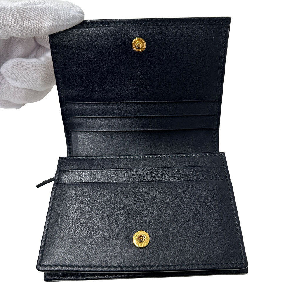 GUCCI グッチ 二つ折り財布 ホースビット ネイビー 621887 レザー レディース メンズ 【中古】