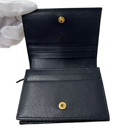 GUCCI グッチ 二つ折り財布 ホースビット ネイビー 621887 レザー レディース メンズ 【中古】