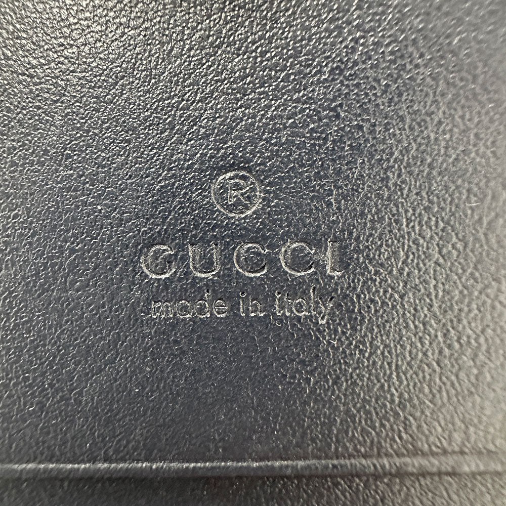 GUCCI グッチ 二つ折り財布 ホースビット ネイビー 621887 レザー レディース メンズ 【中古】