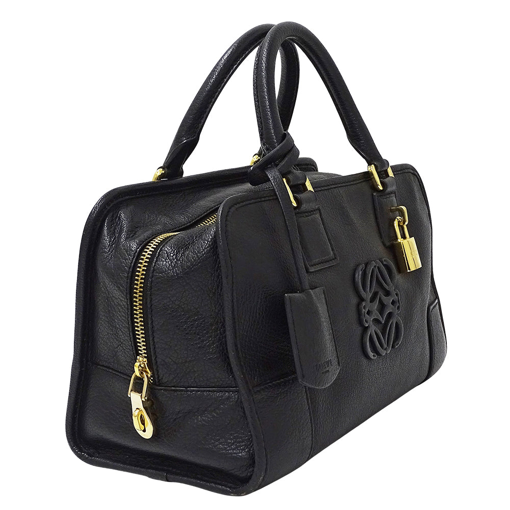 LOEWE ロエベ ハンドバッグ アマソナ28 ブラック レザー レディース 【中古】