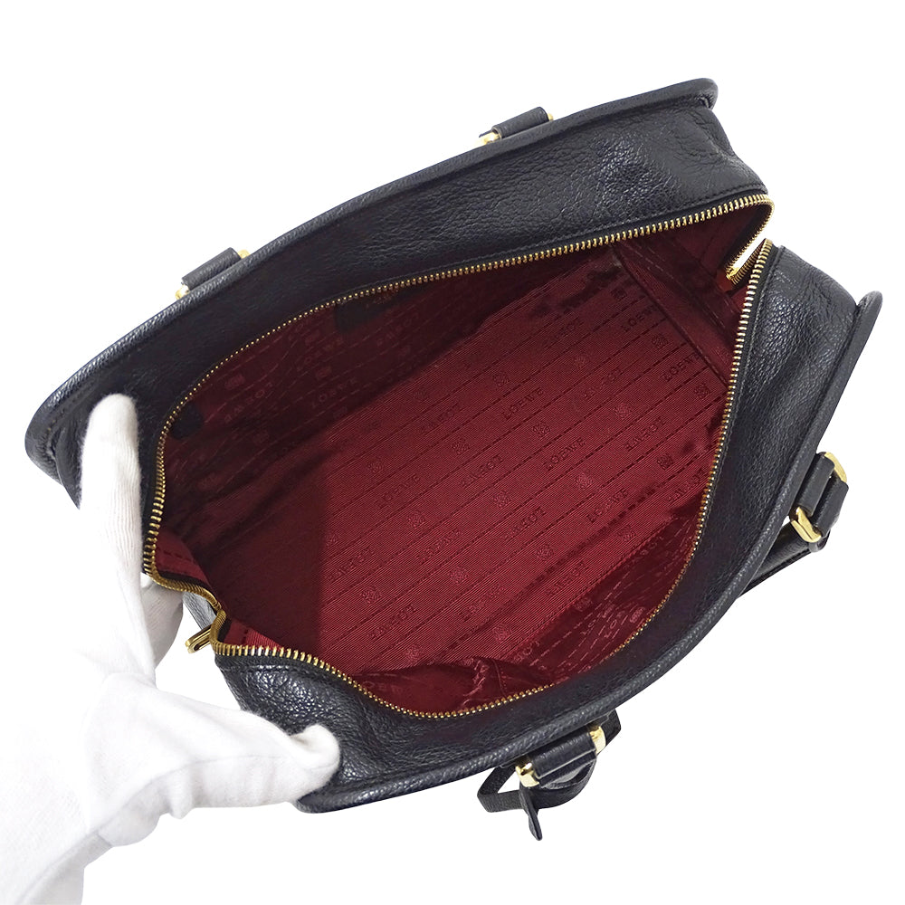 LOEWE ロエベ ハンドバッグ アマソナ28 ブラック レザー レディース 【中古】